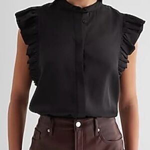 Express Gramercy Black Ruffled Sleeveless Top size M NWT